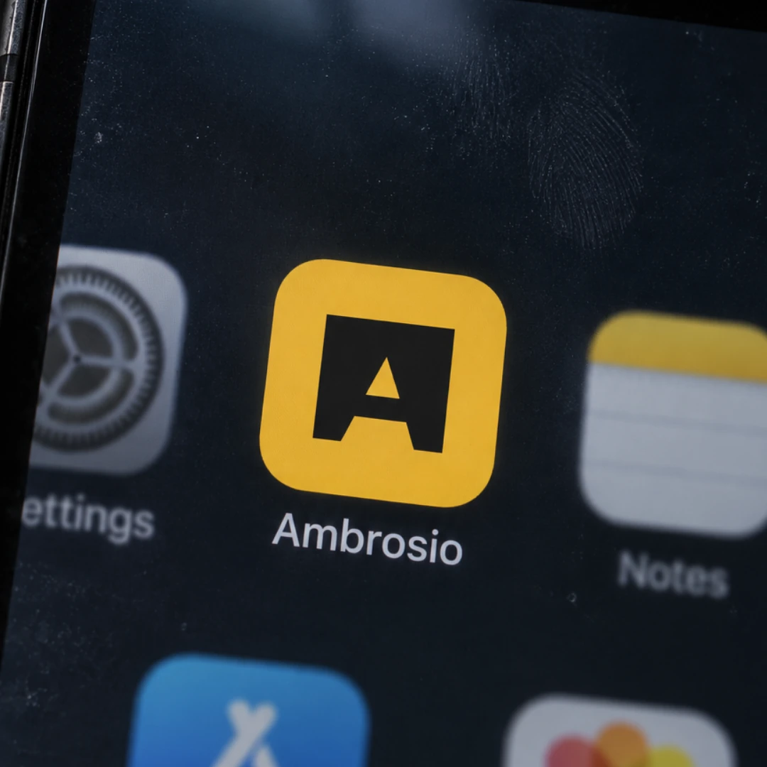 Concept del monogramma Ambrosio come icona su dispositivo