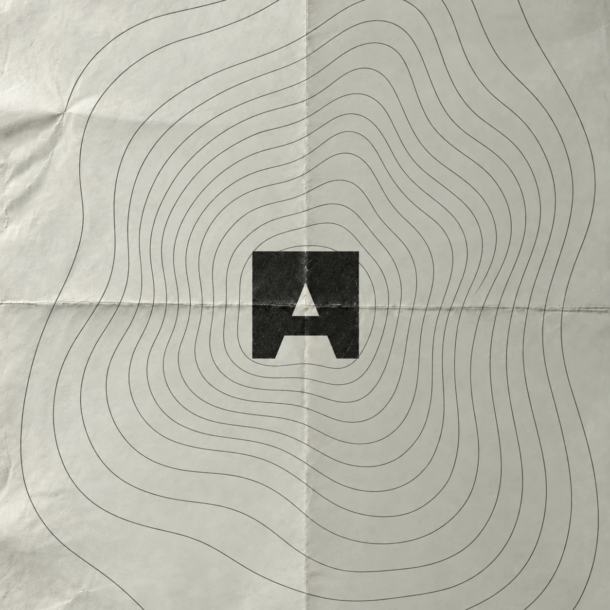 Curve di livello continue su carta piegata con monogramma