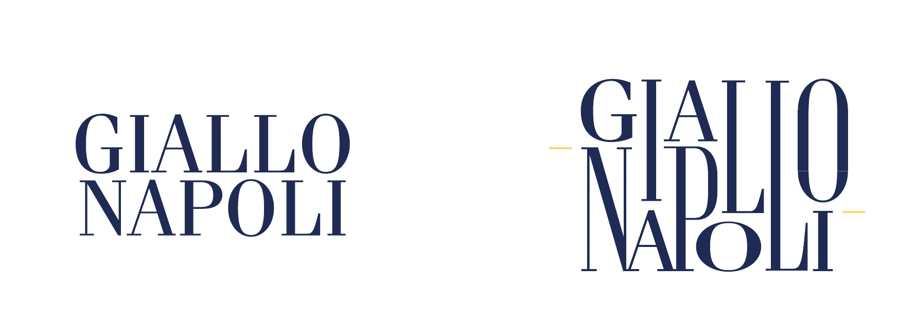 Confronto tra il titolo composto su due righe e il logotipo intrecciato