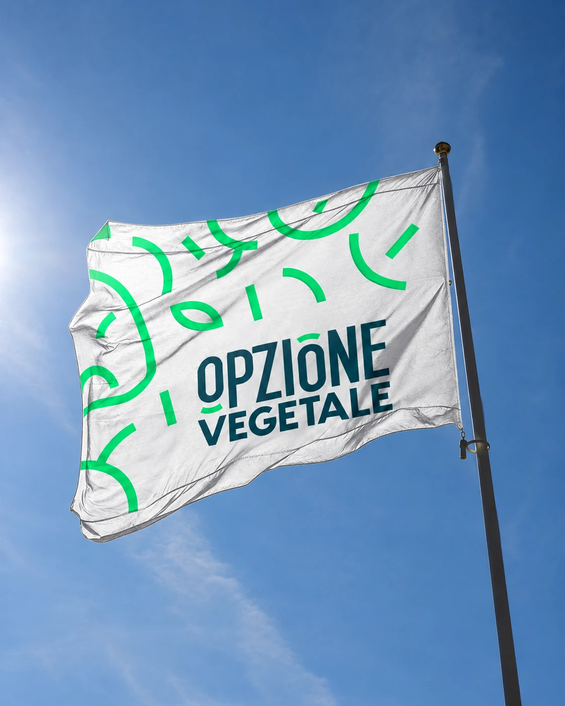 Bandiera Opzione Vegetale con pattern verde contro il cielo